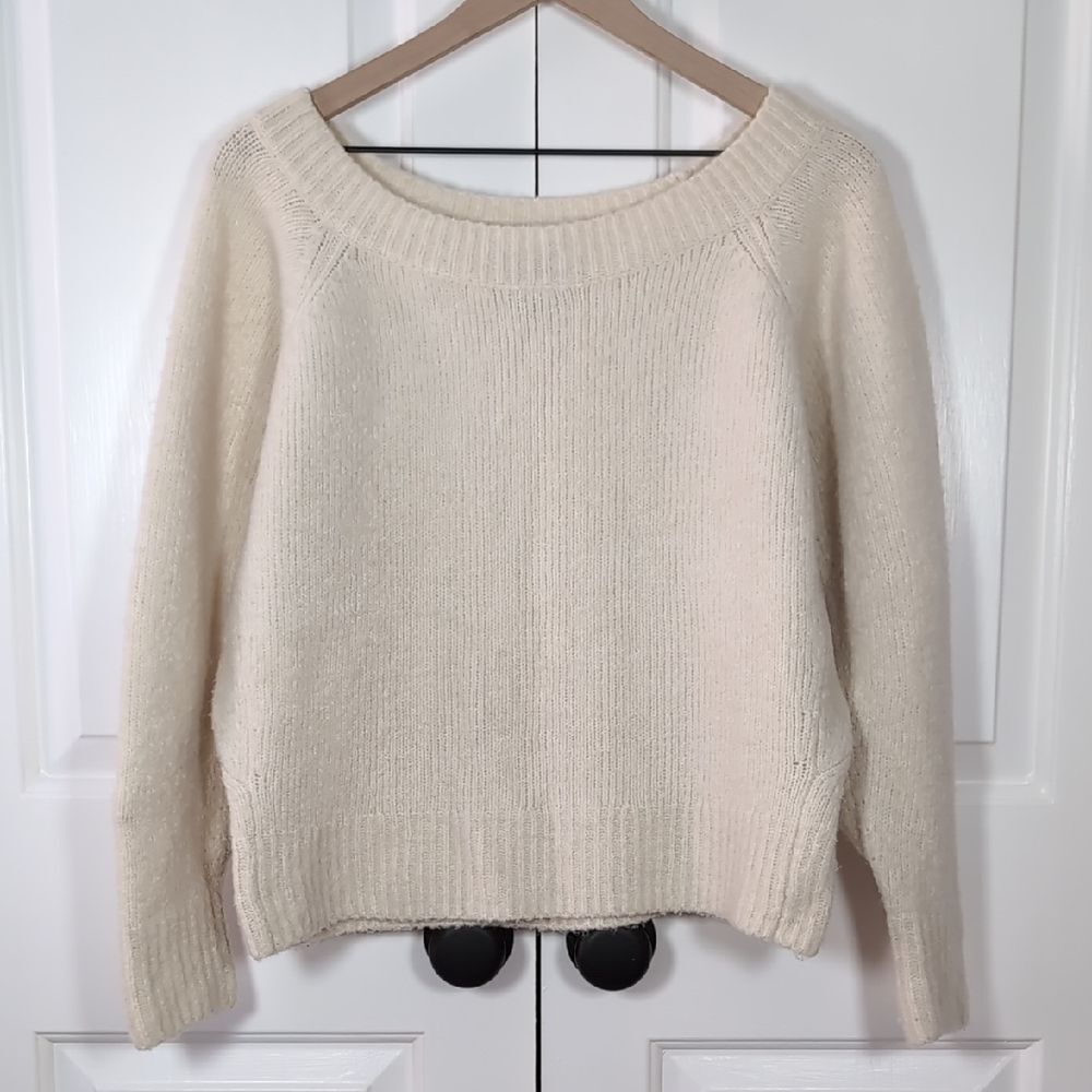 Victoria's Secret Cream Oversized Off the Shoulder Sweater Y2K Aesthetic Cozy